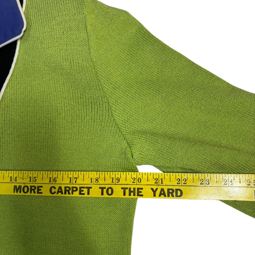 St John Sport Womens Lime Green Quarter Zip Knit Sweater Colorblock Black Purple - Picture 11 of 14